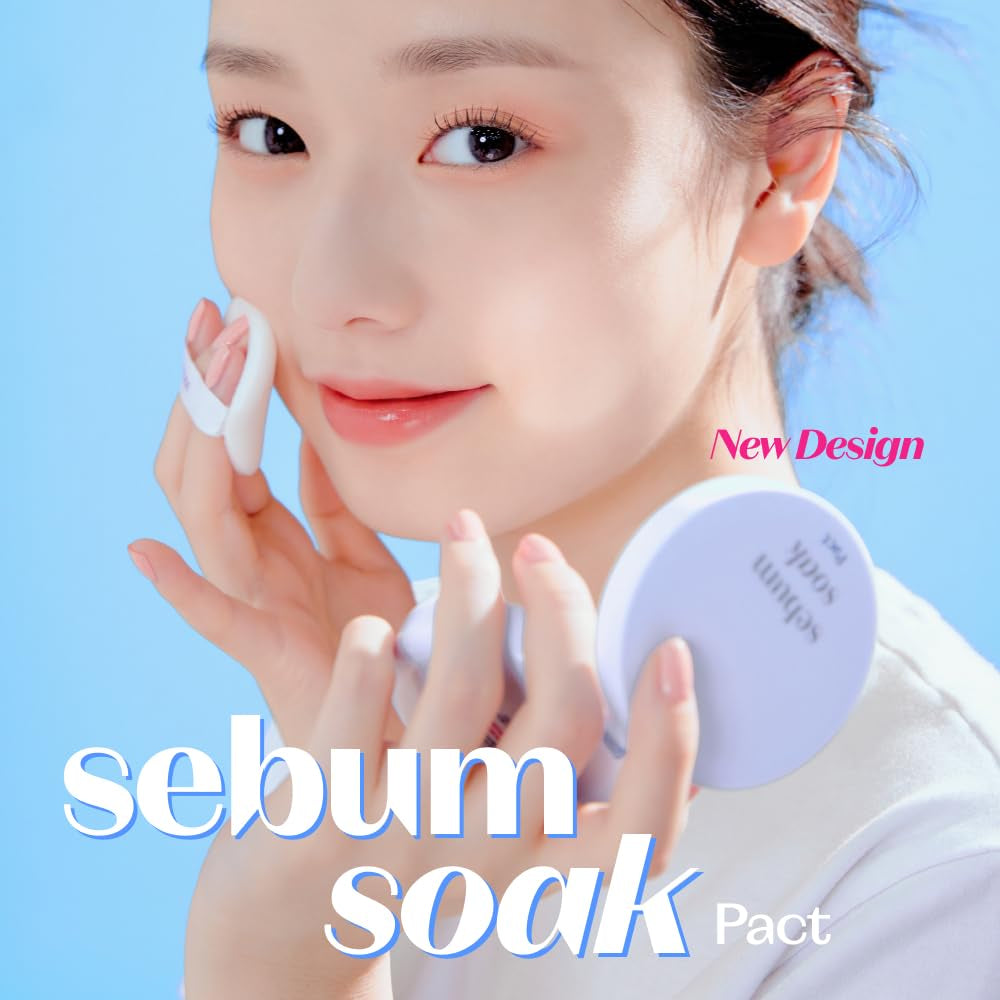 Sebum Soak Pact | Facial Oil Control and Soft Skin with This Mineral Powder That Absorbs Sebum for a Matte Face | Korean Makeup, Kbeauty, Perfect for Gift